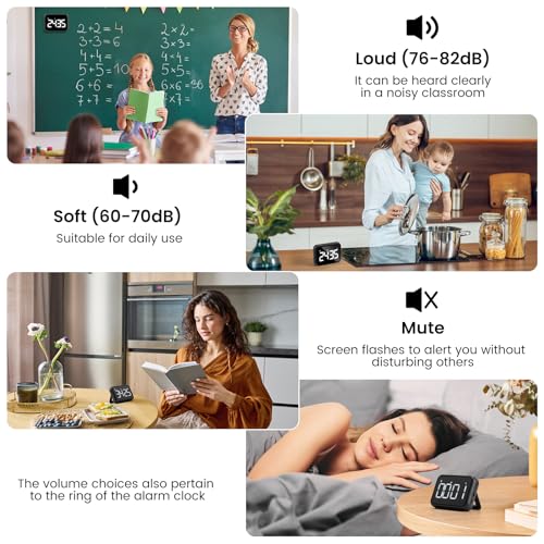 USB Rechargeable Loud Digital Kitchen Timer with Large LCD Display & Adjustable Loud Alarm - Digital & Egg Timer, Kitchen Timers for Cooking, Timer for Kids- Ideal Magnetic - Desk Timer