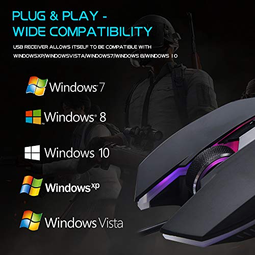 Wired Gaming Mouse with Side Buttons, Ergonomic Mouse with 4 LED Backlight Modes Up to 3200 DPI for Laptop/PC/MacBook Pro E-YOOSO X-5