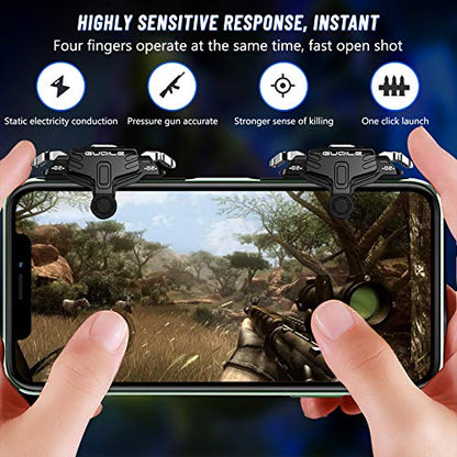 Newseego for PUBG Mobile Game Controller Trigger, Upgrade Version PUBG Mobile Game Trigger Double Sensitive Aim & Shoot Keys Buttons for Rules of Survival/PUBG Triggers for All Smartphone-Black - color: Black