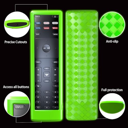 2PACK Case Cover for VIZIO XRT136 / XRT140 Smart TV Remote Control Silicone Skin Sleeve with Lanyard Glow in The Dark Green Blue - color: Green and Blue