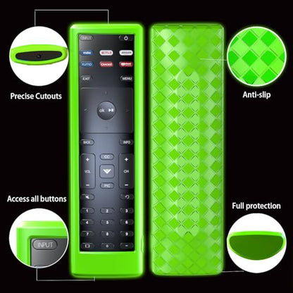 2PACK Case Cover for VIZIO XRT136 / XRT140 Smart TV Remote Control Silicone Skin Sleeve with Lanyard Glow in The Dark Green Blue - color: Green and Blue