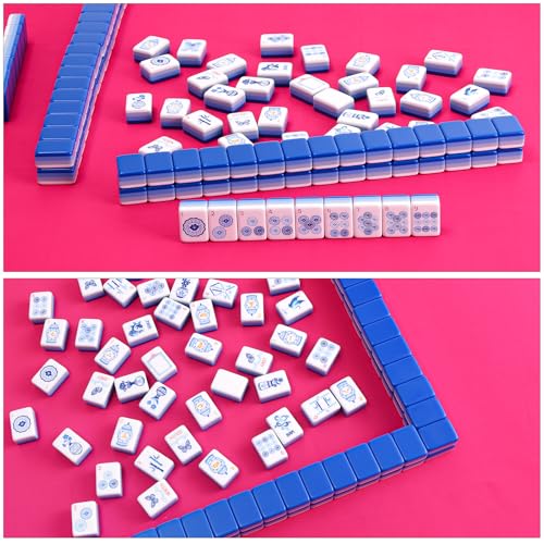 TIASUSAN Mahjong Mat (31.5” x 31.5”) with Black Carrying Bag, Anti-Slip, Mahjong Mat for Table, Poker, Board Games, Dominoes, and Card Games - color: Magenta