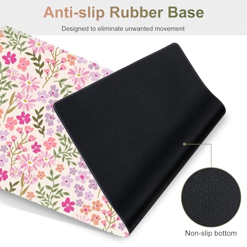 Large Gaming Mouse Pad Set, Ergonomics Keyboard Desk Mat with Memory Foam Wrist Rest, Computer PC Extended Game Mousepad, Non-Slip Desk Matt Easy Typing Pain Relief I Artistic Colroful Flowers - color: Artistic Colroful Flowers