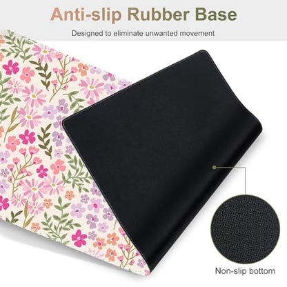 Large Gaming Mouse Pad Set, Ergonomics Keyboard Desk Mat with Memory Foam Wrist Rest, Computer PC Extended Game Mousepad, Non-Slip Desk Matt Easy Typing Pain Relief I Artistic Colroful Flowers - color: Artistic Colroful Flowers