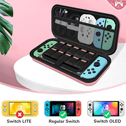 homicozy Glitter Carrying Case for Nintendo Switch & Switch OLED Console, Pink Hard Travel Case Shell Pouch for Nintendo Switch Console & Accessories - color: Pink
