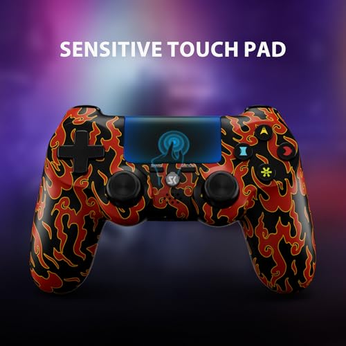 Kujian Wireless Controller for PS4, 2 Pack Controllers for PS4 with Double Vibration/6-Axis Sensor/Touch Pad/Headphone Jack, Ergonomic Non-Slip Grip Compatible with PS 4/Slim/Pro (Red & Blue) - color: Red & Blue