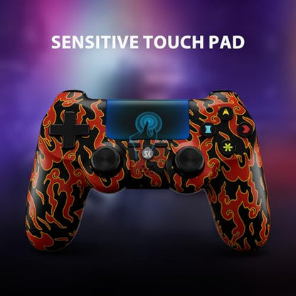 Kujian Wireless Controller for PS4, 2 Pack Controllers for PS4 with Double Vibration/6-Axis Sensor/Touch Pad/Headphone Jack, Ergonomic Non-Slip Grip Compatible with PS 4/Slim/Pro (Red & Blue) - color: Red & Blue