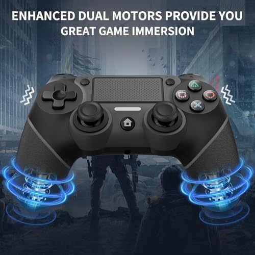 Wireless Controller Compatible with PS4/Pro/Slim, Black ps4 controller with Dual Vibration, 1000mAh Battery, 6-Axis Motion Sensor, Built-in Speaker & 3.5mm Headphone Jack, Charging Cable (Black) - color: Black