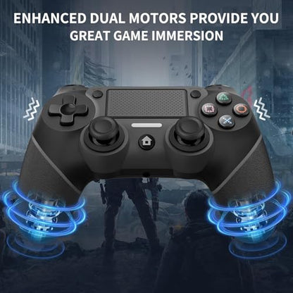 Wireless Controller Compatible with PS4/Pro/Slim, Black ps4 controller with Dual Vibration, 1000mAh Battery, 6-Axis Motion Sensor, Built-in Speaker & 3.5mm Headphone Jack, Charging Cable (Black) - color: Black