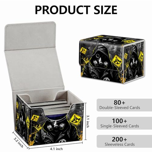 Strong Magnet MTG Playing Card Case Cover Commander Deck Box Creative Pattern Trading Card Storage Case for Collectible Games, A Black Hooded Man - color: A Black Hooded Man