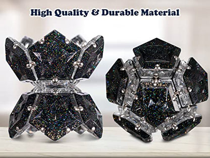 Magnetic Fidget Sphere Magnets Balls - Crystal Black Holographic Glitter - Magnet Fidgets Toy - 12 Piece Set - Creativity Beyond Imagination, Inspirational, Recreational, Desk Toys for Adults - color: Crystal Black Glitter