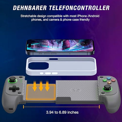 CYOYPPY Mobile Game Controller for iPhone/Android Wireless gaming controller Support Phone Case - Compatible with Xbox Game Pass, Steam Link, Call of Duty, Roblox & Minecraft - color: Grey