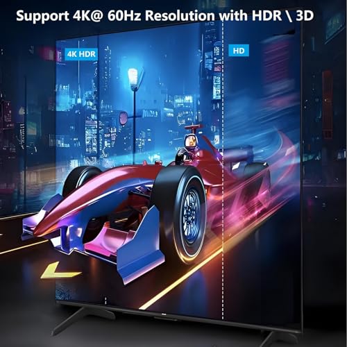 4K@60Hz 1x4 HDMI Splitter 1 in 4 Out 4:4:4,18 Gbps,4 Port Powered HDMI 2.0 Splitter Support Auto Down Scaler, 4K 1080P Sync, HDR10,3D, Only Duplication/Mirror Screens (Not Extend) for PS5/Xbox/HDTV - size: 1x4 splitter 4K@60Hz