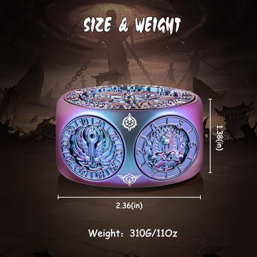 DNDND Spinner D&D Dice, Unique 8-in-1 Hexagonal Metal DND Dice with Dual D20 Monster Themed Dice Set for DND Dungeons and Dragons, Dungeon Masters with Collectible Gift Tin (Chameleon) - color: Chameleon