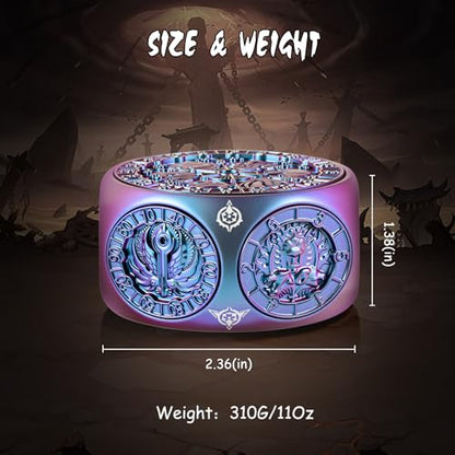 DNDND Spinner D&D Dice, Unique 8-in-1 Hexagonal Metal DND Dice with Dual D20 Monster Themed Dice Set for DND Dungeons and Dragons, Dungeon Masters with Collectible Gift Tin (Chameleon) - color: Chameleon