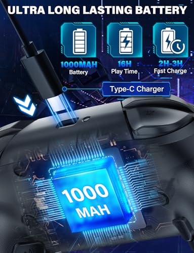 ZRZLMVP Switch Controllers Wireless for Nintendo Switch/OLED/Lite/Switch 2 | 1000mAh Rechargeable Switch Pro Controller, Switch Control with 9 Colors LED Light, Turbo, Vibration, 6 Axis Gyro, Wake Up - color: Pitch Black