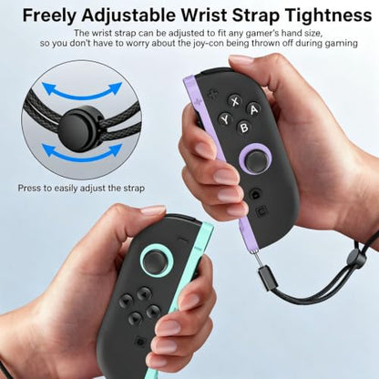 Arvytosty Magnetic Wrist Straps for Switch 2 Controller, 1 Pair Compatible with Switch 2 Mouse Mode, Replacement Wrist Strap with Responsive SR/SL Buttons (Purple/Light Green) - color: Purple/Light Green
