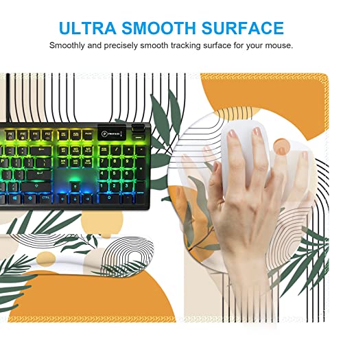 iCasso Mouse Pad and Keyboard Wrist Rest Set, 4in1 XXL Large Mousepad +Keyboard Pad+Mouse Wrist Rest+Coaster with Wrist Support, Ergonomic Desk Pad Mat for Home Office Table Computer-Elm Leaf - color: Elm Leaf