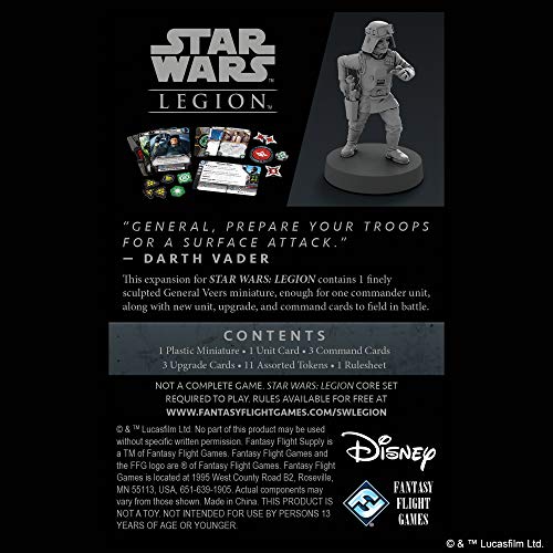 Star Wars: Legion General Veers COMMANDER EXPANSION - Lead Imperial Forces to Victory! Tabletop Miniatures Strategy Game, Ages 14+, 2 Players, 3 Hour Playtime, Made by Atomic Mass Games - style: Galactic Empire Expansions: General Veers