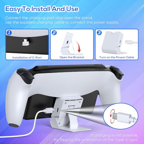 Magnetic Portable Charging Stand for PlayStation Portal, Case-Friendly Charging Dock Station for PS Portal with USB-C Cable, Folding Charger for PS5 Portal Handheld PS Remote Player Accessories