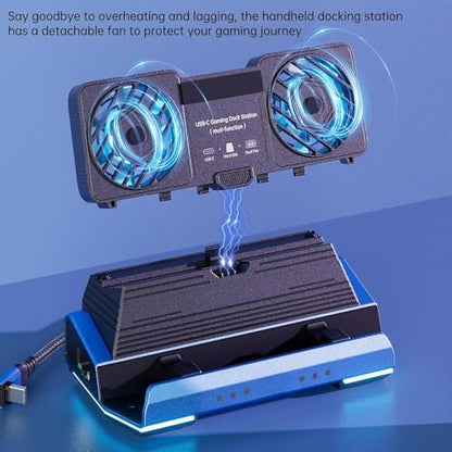 for Legion Go for Claw Docking Station, HDMI 4K 60Hz Gigabit Ethernet 10 in 1 Handheld Gaming Console Dock with Dual Cooling Fan, USB 3.0 PD100W M.2 NVMe Slot