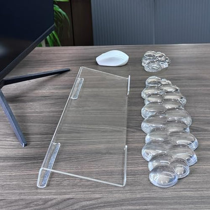 Acrylic Transparent Computer Keyboard Stand with Gel Cloud Keyboard and Mouse Wrist Rest, Ergonomic Tilting 3-in-1 Set, Relieves Painful Typing, for Office/Computer/Laptop/Gaming - color: Clear Cloud Set