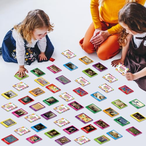 gisgfim 100 PCS Memory Matching Game Famous Paintings Concentration Memory Card for Adults Learning Educational Game A Fun & Fast Artworks Theme Matching Games - style: Famous Paintings
