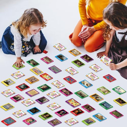 gisgfim 100 PCS Memory Matching Game Famous Paintings Concentration Memory Card for Adults Learning Educational Game A Fun & Fast Artworks Theme Matching Games - style: Famous Paintings