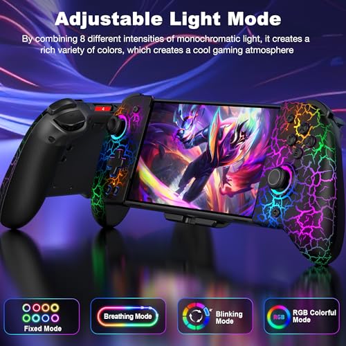 NealGamefy Switch Controllers,Wireless Switch Pro Controller for Nintendo Switch/OLED Controller,Upgrade Full-Size Ergonomic One Piece Handheld Controller with Programmable,TURBO,Vibration - color: Black-crack