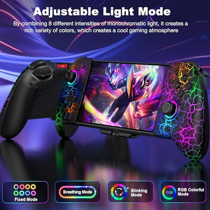 NealGamefy Switch Controllers,Wireless Switch Pro Controller for Nintendo Switch/OLED Controller,Upgrade Full-Size Ergonomic One Piece Handheld Controller with Programmable,TURBO,Vibration - color: Black-crack