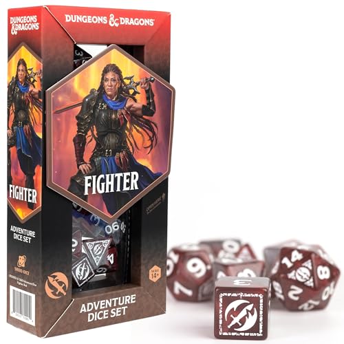 D&D Adventure Dice (Fighter Class: Red) - style: Fighter Class: Red