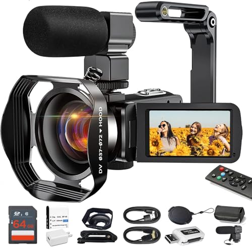 Acuvar 4K Video Camera Camcorder 48MP Auto Focus 60FPS WiFi Vlogging Camera for YouTube 18X Zoom Digital Camcorder with Mic, Stabilizer, SD Card Reader, 64GB Micro SD Card, YouTube Vlogging Kit - style: Basic Camcorder