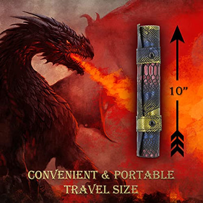 CASEMATIX Dice Rolling Tray and Dice Mat with 7 Included Roleplaying Dice Compatible with DND and Other Games - Scroll Rolling Tray and Travel Dice Holder for Storing up to 14 Game Dice
