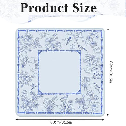 Britimes Mahjong Mat with Black Carrying Bag,31.5"x31.5", Floral Bird | Blue Non-Slip Noise Reduction Gaming Mat Rubber Multi Purpose Game Table Cover for Mahjong Card Dominoes Board Tile Games - color: Blue Bird Flowers