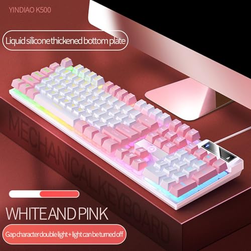 Mechanical Keyboard 104 Keys Full Size Standard Layout USB Wired PC Game | Mechanical Feel Game Keyboard Anti-Ghosting, N-Key Rollover, Full Size, RGB Backlit, Ergonomic, Spill-Resistant, for PC D - color: 1