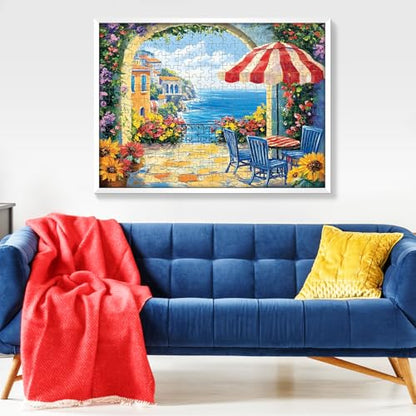 300 Pieces Jigsaw Puzzles for Adults, Seaside Flowers Puzzle for Adults Children Seniors, Oil Painting Style Puzzle 300 Pieces, Gift for Birthday, Home Decor, Fun for Family Entertainment(20.5*15 In) - style: Seaside Flowers