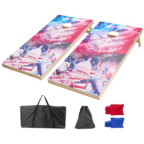 VEVOR Cornhole Set 4x2 ft Corn Hole Game Boards Wood Portable Toss Board - size: 4x2 FT