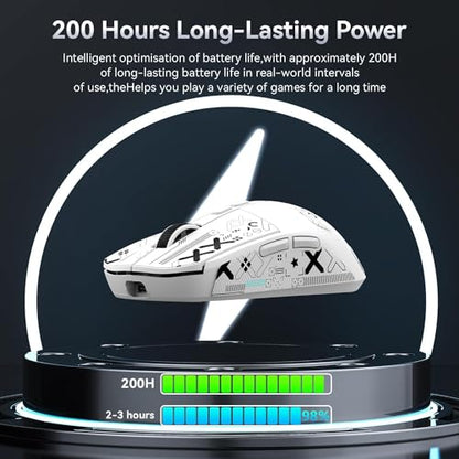 MAMBASNAKE Attack Shark X6 Wireless Gaming Mouse,RGB Magnetic Charging Dock,X3 Upgrade, 49g Ultralight 2.4GHz/BT5.2/USB-C Tri-Mode,PAW3395 Sensor 26KDPI,G502 Programmable Mice for Win/Mac-White&Tape - color: White&Tape