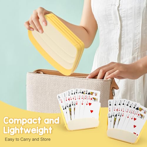 Playing Card Holders, 4 Pack Hands-Free Card Stands | 3-layer slanted card trays for adults, seniors, poker, bridge, canasta, travel, and tabletop game nights