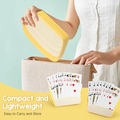 Playing Card Holders, 4 Pack Hands-Free Card Stands | 3-layer slanted card trays for adults, seniors, poker, bridge, canasta, travel, and tabletop game nights