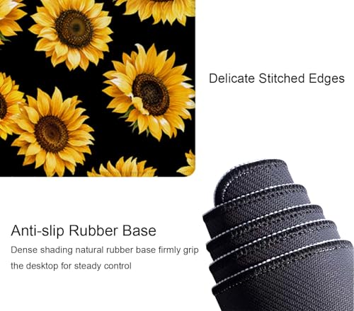 Large Mouse Pad Gaming Mousepad XL Sunflowers Desk Mat Mouse Pad Long 31.5x11.8 in Extended Big Cute Mouse Pad Waterproof Desk Pad with Non-Slip Base and Stitched Edges for Computer Keyboard - color: Sunflowers