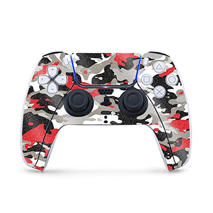 MightySkins Glossy Glitter Gaming Skin for PS5 / PlayStation 5 Controller - Red Camo | Durable High-Gloss Glitter Finish | Easy to Apply and Change Style | Made in The USA - color: Red Camo
