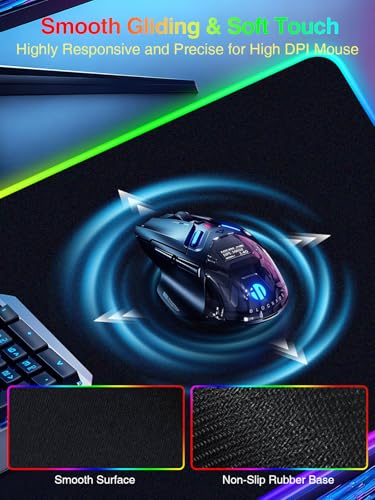 Wireless Charging Mouse Pad with Magnetic Phone Stand, 31.5"x15.8" Large | Gaming Mousepad RGB Desk Mat, Smooth Glide, Stitched Edge, Non-Slip Rubber Base, Waterproof Keyboard Mat, with Adatper - color: RGB-Mag Stand-Adatper