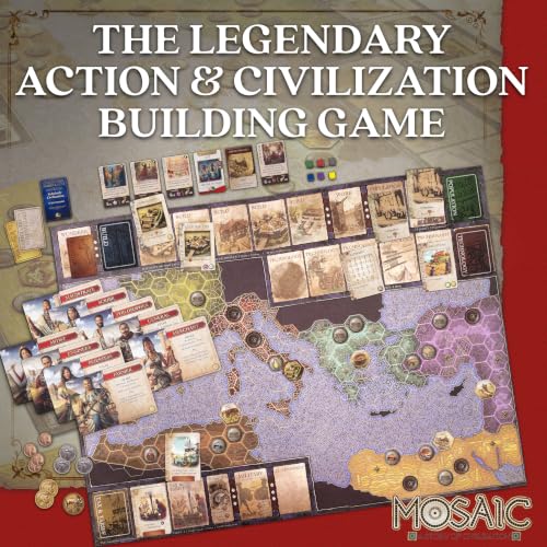 Mosaic: A Story of Civilization - Strategy Board Game for Adults and Family | Fast, Fun, Action-Selection and Area Control Game | 1-6 Players | Ages 14 and Up | 120 Minutes | by Forbidden Games