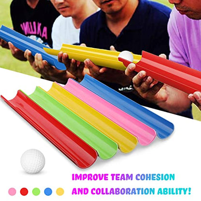 Sratte 1 Set Pipeline Team Building Game Kit with Half Pipe Ball Adult Teen | Teamwork Group Learning Exercise Activity, 40 Half Pipes 12 Golf Balls 4 Storage Bags, Field Day, School Gym Outdoor Sports