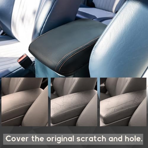 ramuel Armrest Center Console Cover for Ford Maverick 2022-2025 | PU Leather Protector Pad，Anti-Scratch，Non-Slip - size: for Maverick 2025 2024 2023 2022 (Orange Line)