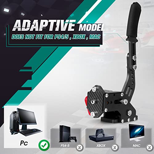 TOCiTAA 64 Bit USB Handbrake, Upgraded PC Sim Racing Games Handbrake for Logitech G25 G27 G29 G920 G923 Thrustmaster T500 T300, with Hall Sensor & 2m Cable, without Clamp, Black