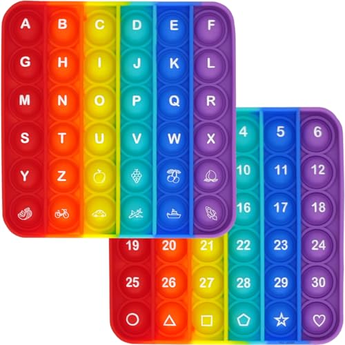 Learn 26 Letters & 1-30 Numbers & Motifs, 2-in-1 Sensory Fidget Educational Toy for Kids, Stress Relief, Autism Sensory Toy (Pack of 1) - style: Letter and Number Pop Toy