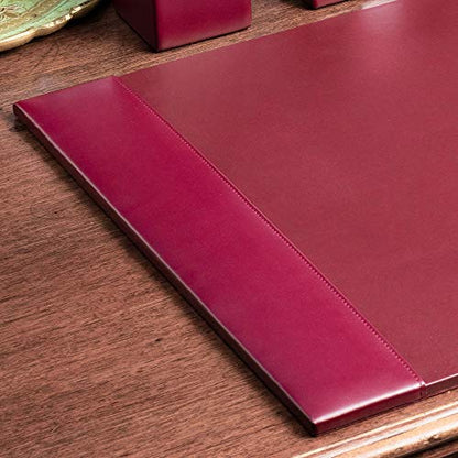 DACASSO Bonded Leather Desk Pad with Side Rails - Luxury Leather Desk Blotter for Writing - Padded Executive Desk Surface Protector - ( Burgundy, 30” x 18”) - color: Burgundy