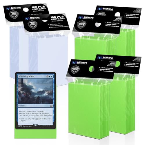 400 Pack Card Sleeves, 200 Matte Green Trading Card Sleeve and 200 Perfect Fit Sleeves Ideal for Double-Sleeving, Compatible with MTG, TCG - color: Green, size: 400 Pack